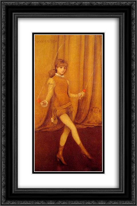 Harmony in Yellow and Gold The Gold Girl Connie Gilchrist 16x24 Black Ornate Wood Framed Art Print Poster with Double Matting by Whistler, James McNeill