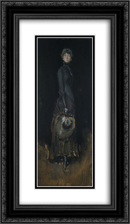 Lady in Gray 14x24 Black Ornate Wood Framed Art Print Poster with Double Matting by Whistler, James McNeill