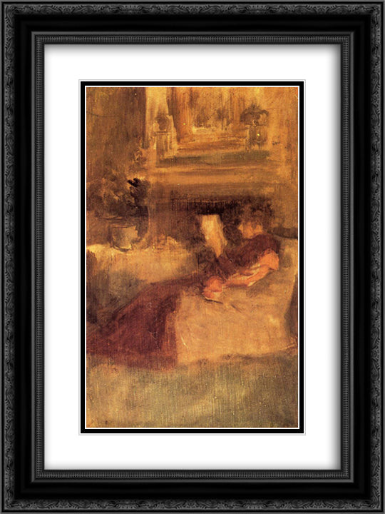 Miss Ethel Philip Reading 18x24 Black Ornate Wood Framed Art Print Poster with Double Matting by Whistler, James McNeill