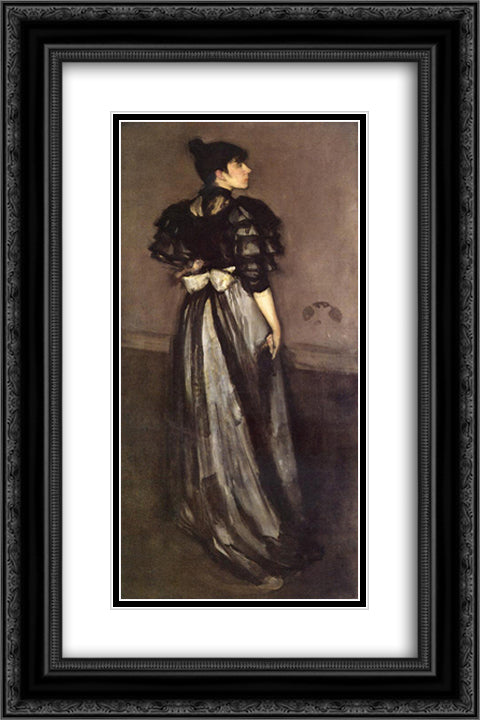 Mother of Pearl and Silver The Andalusian 16x24 Black Ornate Wood Framed Art Print Poster with Double Matting by Whistler, James McNeill