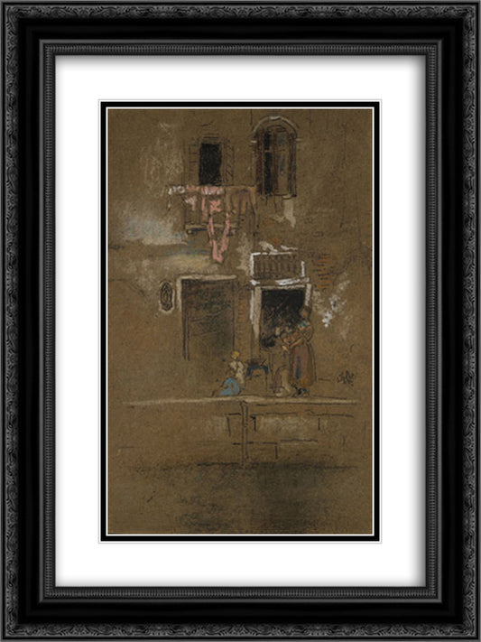 Note in Pink and Brown 18x24 Black Ornate Wood Framed Art Print Poster with Double Matting by Whistler, James McNeill