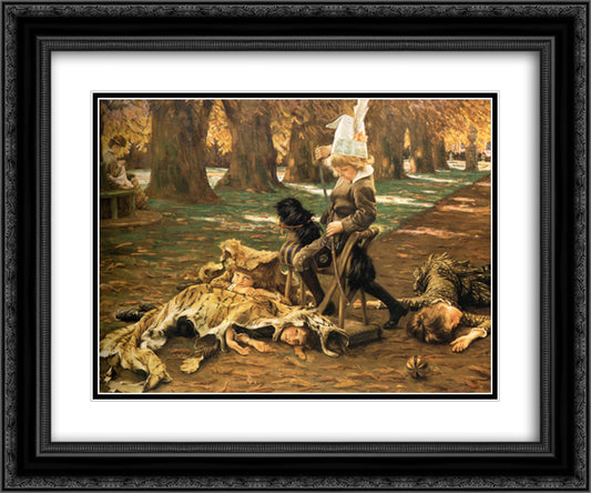 A Little Nimrod 24x20 Black Ornate Wood Framed Art Print Poster with Double Matting by Tissot, James