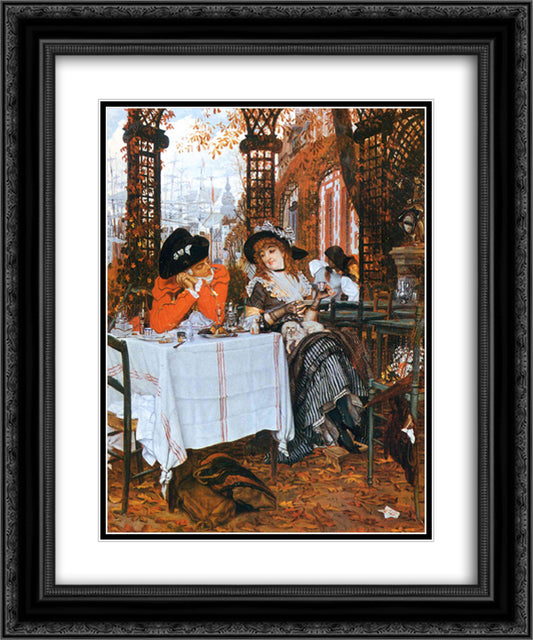 A Luncheon 20x24 Black Ornate Wood Framed Art Print Poster with Double Matting by Tissot, James