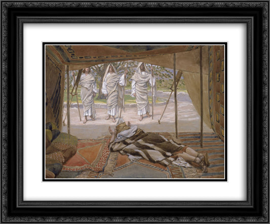 Abraham and the Three Angels 24x20 Black Ornate Wood Framed Art Print Poster with Double Matting by Tissot, James