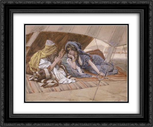 Abraham's Counsel to Sarai 24x20 Black Ornate Wood Framed Art Print Poster with Double Matting by Tissot, James