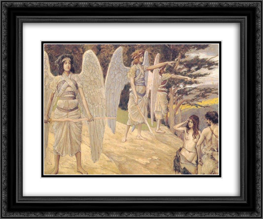 Adam and Eve Driven from Paradise 24x20 Black Ornate Wood Framed Art Print Poster with Double Matting by Tissot, James