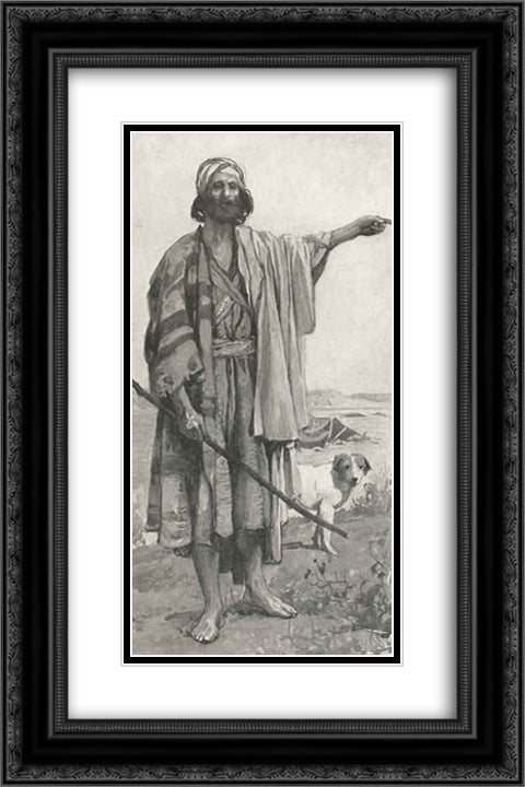 Amos 16x24 Black Ornate Wood Framed Art Print Poster with Double Matting by Tissot, James