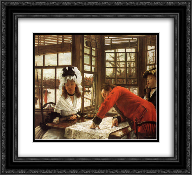 An Interesting Story 22x20 Black Ornate Wood Framed Art Print Poster with Double Matting by Tissot, James