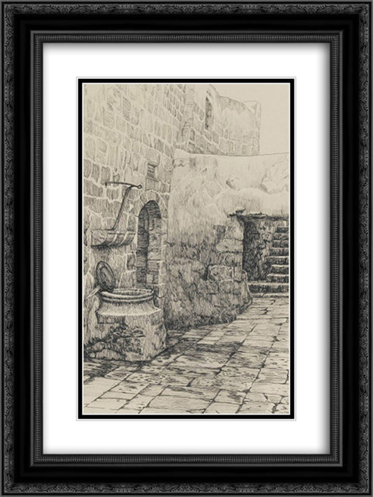 An Old Cistern 18x24 Black Ornate Wood Framed Art Print Poster with Double Matting by Tissot, James