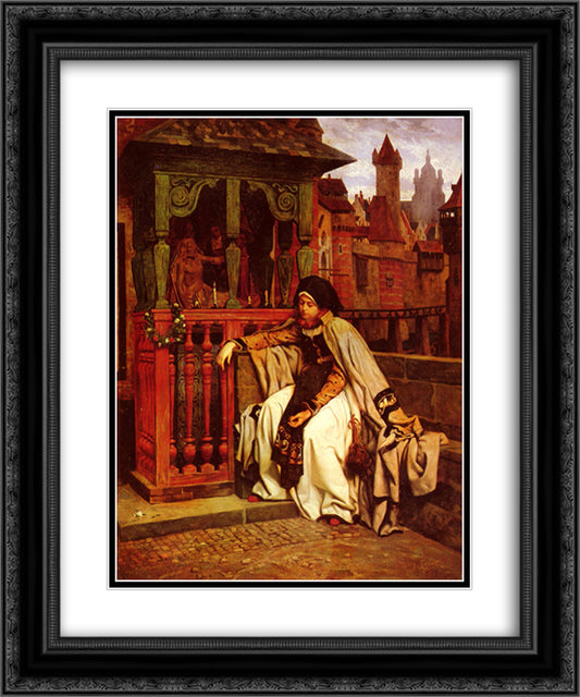 At Marguerite Rempart 20x24 Black Ornate Wood Framed Art Print Poster with Double Matting by Tissot, James