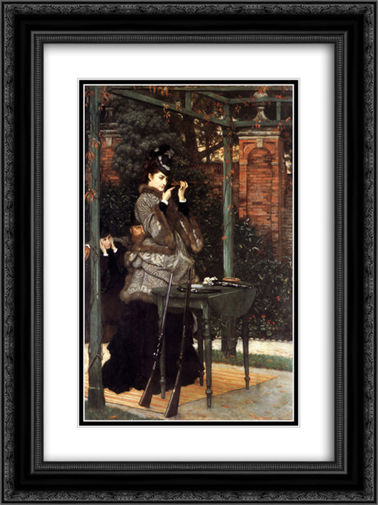 At the Rifle Range 18x24 Black Ornate Wood Framed Art Print Poster with Double Matting by Tissot, James