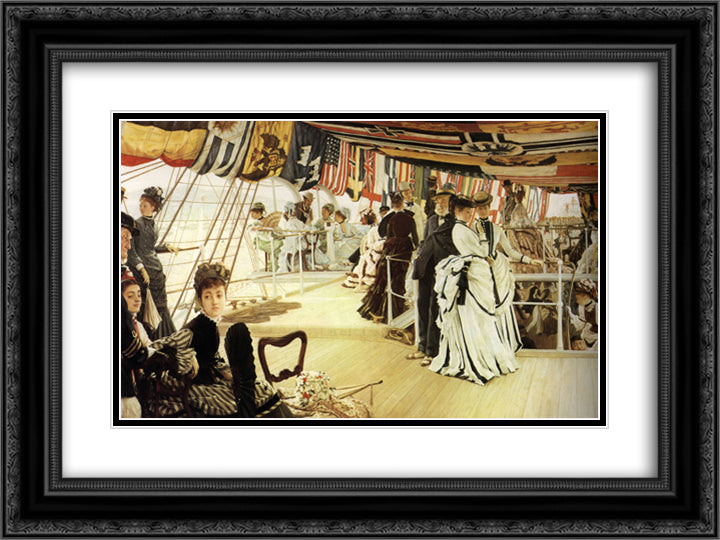 Ball on Shipboard 24x18 Black Ornate Wood Framed Art Print Poster with Double Matting by Tissot, James
