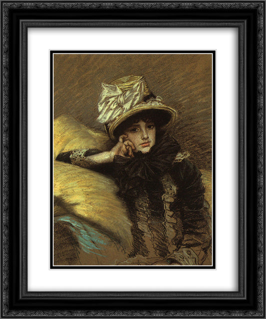 Berthe 20x24 Black Ornate Wood Framed Art Print Poster with Double Matting by Tissot, James