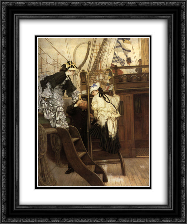 Boarding the Yacht 20x24 Black Ornate Wood Framed Art Print Poster with Double Matting by Tissot, James