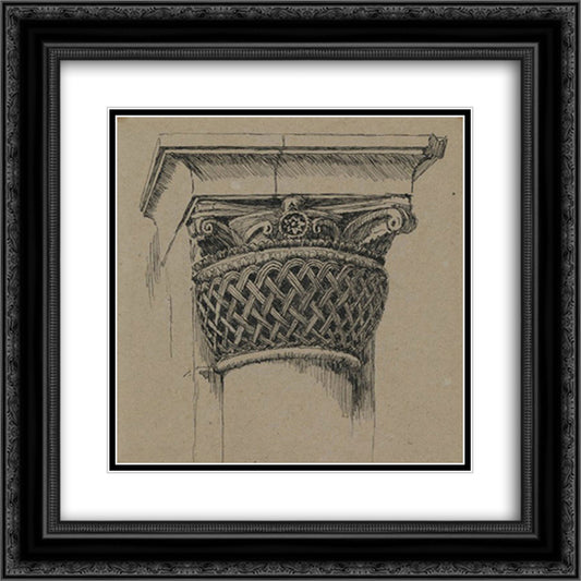 Capital from the Mosque of El Aksa 20x20 Black Ornate Wood Framed Art Print Poster with Double Matting by Tissot, James