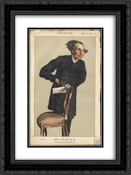 Caricature of Charles Voysey 18x24 Black Ornate Wood Framed Art Print Poster with Double Matting by Tissot, James