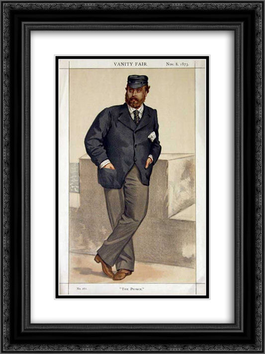 Caricature of Edward, Prince of Wales 18x24 Black Ornate Wood Framed Art Print Poster with Double Matting by Tissot, James