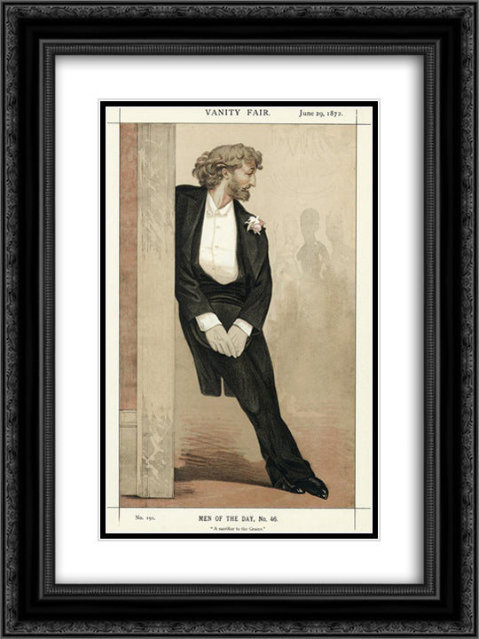 Caricature of Frederic Leighton 18x24 Black Ornate Wood Framed Art Print Poster with Double Matting by Tissot, James