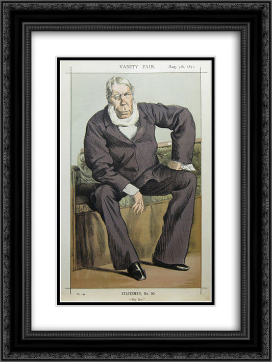 Caricature of George William Pierrepont Bentinck M.P. 18x24 Black Ornate Wood Framed Art Print Poster with Double Matting by Tissot, James