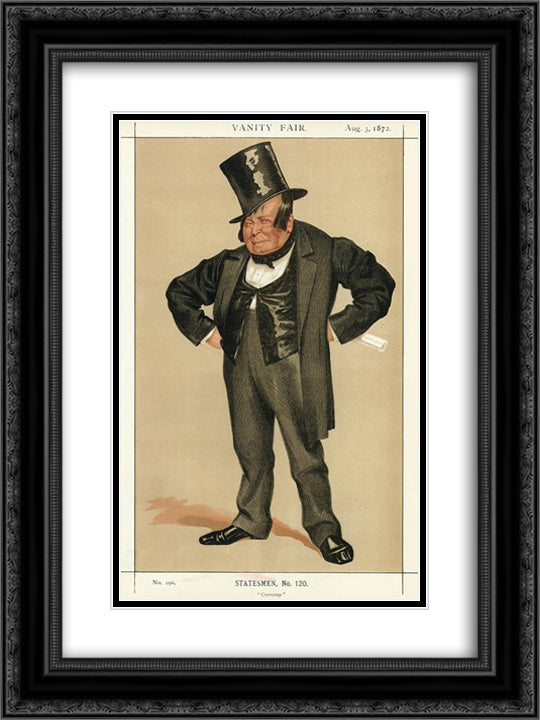 Caricature of James Delahunty M.P. 18x24 Black Ornate Wood Framed Art Print Poster with Double Matting by Tissot, James