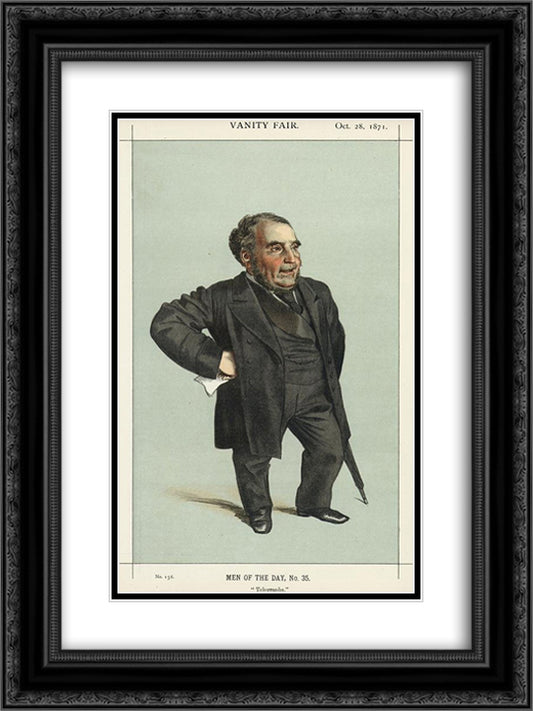 Caricature of John Pender 18x24 Black Ornate Wood Framed Art Print Poster with Double Matting by Tissot, James