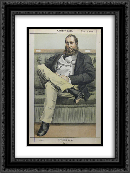 Caricature of Lionel Dawson Damer M.P. 18x24 Black Ornate Wood Framed Art Print Poster with Double Matting by Tissot, James