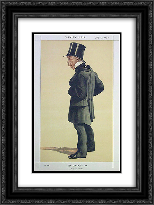 Caricature of Mr George Leeman M.P. 18x24 Black Ornate Wood Framed Art Print Poster with Double Matting by Tissot, James