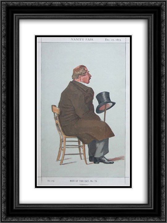 Caricature of Percy William Doyle C.B. 18x24 Black Ornate Wood Framed Art Print Poster with Double Matting by Tissot, James