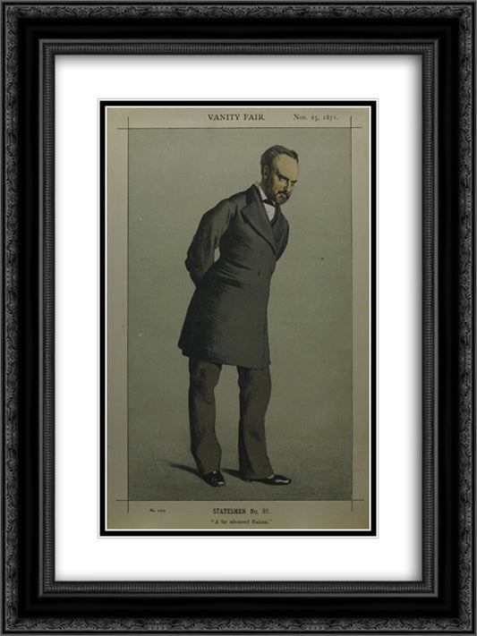 Caricature of Sir Charles Wentworth Dilke, 2nd Baronet PC 18x24 Black Ornate Wood Framed Art Print Poster with Double Matting by Tissot, James