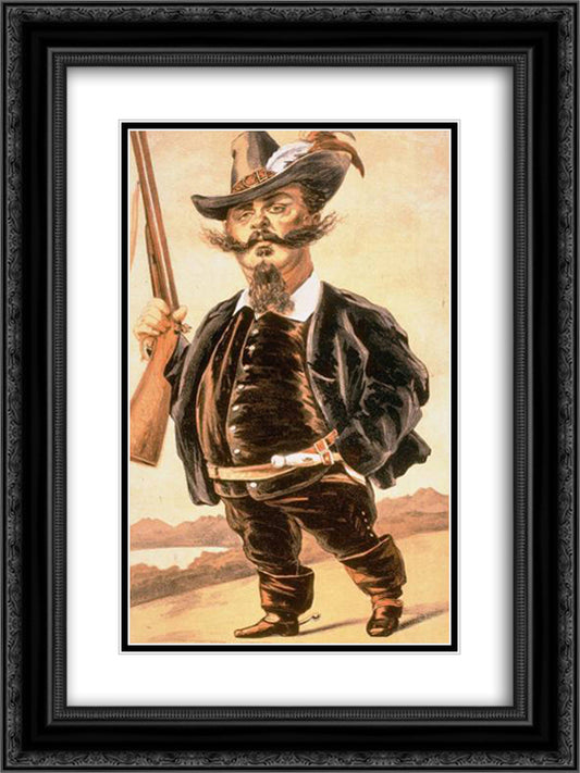 Caricature of Victor Emmanuel II of Italy 18x24 Black Ornate Wood Framed Art Print Poster with Double Matting by Tissot, James