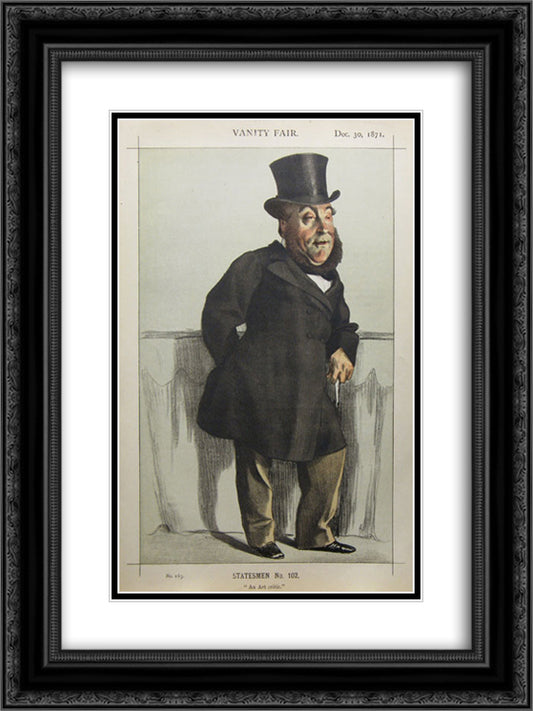 Caricature of William Henry Gregory 18x24 Black Ornate Wood Framed Art Print Poster with Double Matting by Tissot, James