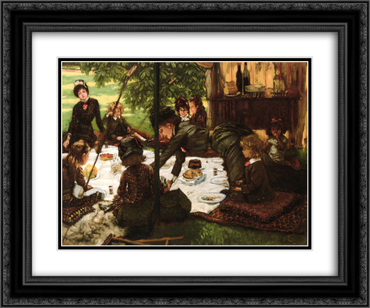 Children's Party 24x20 Black Ornate Wood Framed Art Print Poster with Double Matting by Tissot, James