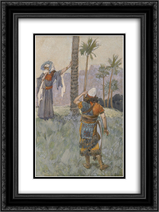 Deborah Beneath the Palm Tree 18x24 Black Ornate Wood Framed Art Print Poster with Double Matting by Tissot, James