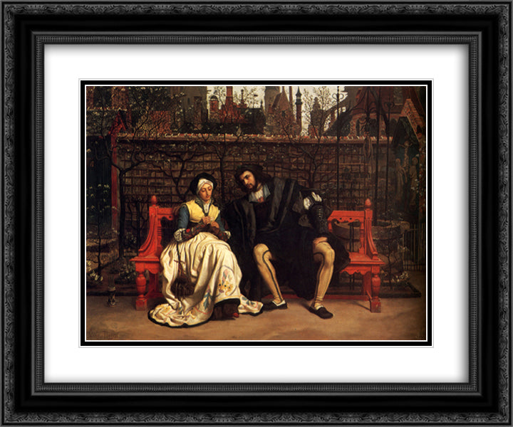 Faust and Marguerite in the Garden 24x20 Black Ornate Wood Framed Art Print Poster with Double Matting by Tissot, James