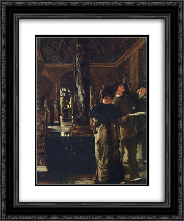 Foreign Visitors at the Louvre 20x24 Black Ornate Wood Framed Art Print Poster with Double Matting by Tissot, James
