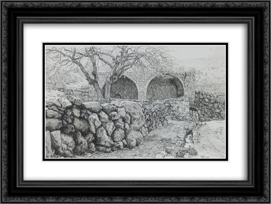Fountain of the Virgin at Ain Karim 24x18 Black Ornate Wood Framed Art Print Poster with Double Matting by Tissot, James