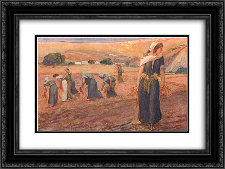 Gleaners, as in Deuteronomy 24x18 Black Ornate Wood Framed Art Print Poster with Double Matting by Tissot, James