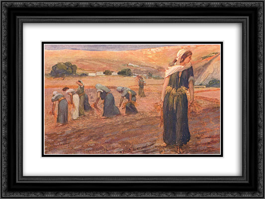 Gleaners, as in Deuteronomy 24x18 Black Ornate Wood Framed Art Print Poster with Double Matting by Tissot, James