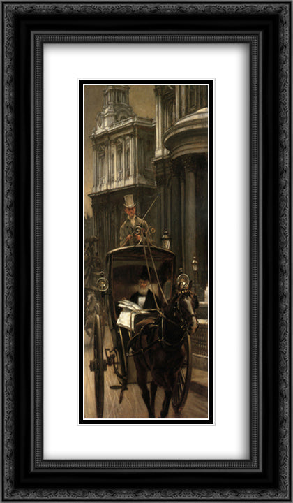 Going to Business 14x24 Black Ornate Wood Framed Art Print Poster with Double Matting by Tissot, James