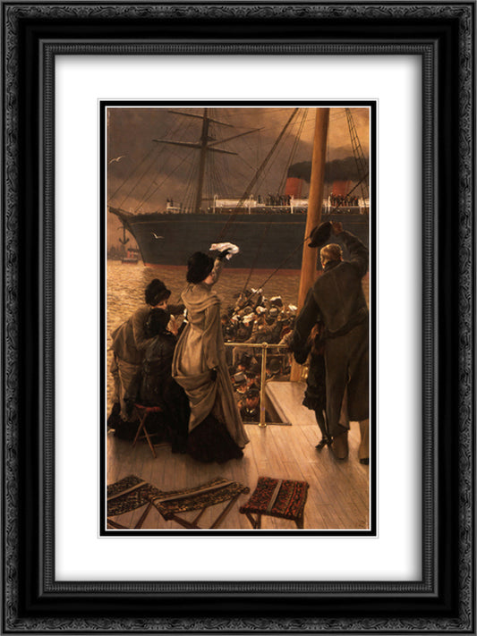 Goodbye, on the Mersey 18x24 Black Ornate Wood Framed Art Print Poster with Double Matting by Tissot, James