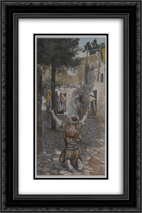 Healing of the Lepers at Capernaum 16x24 Black Ornate Wood Framed Art Print Poster with Double Matting by Tissot, James