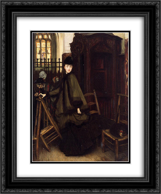 In Church 20x24 Black Ornate Wood Framed Art Print Poster with Double Matting by Tissot, James