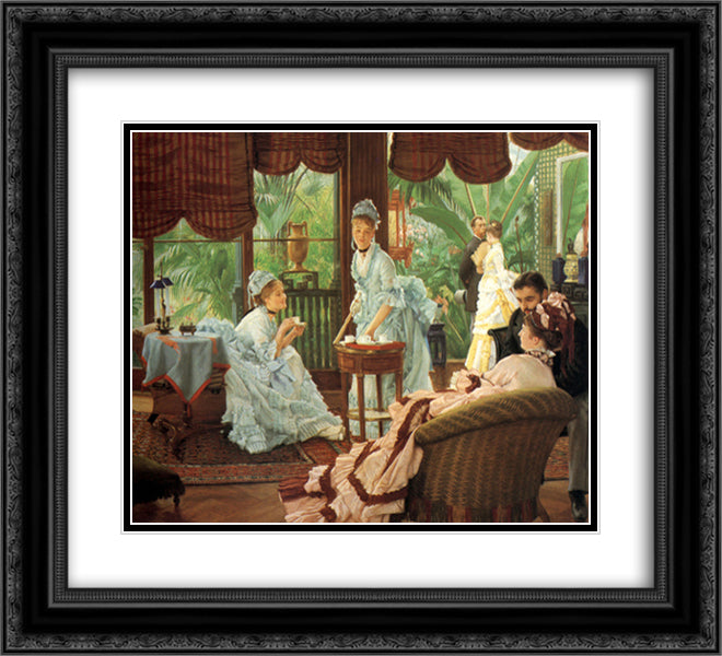 In the Conservatory 22x20 Black Ornate Wood Framed Art Print Poster with Double Matting by Tissot, James