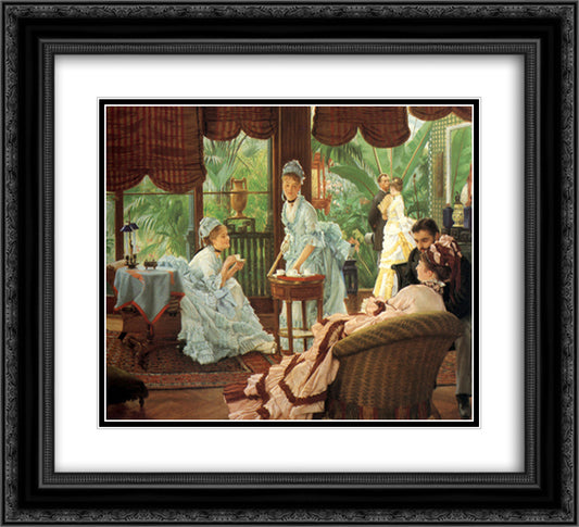 In the Conservatory 22x20 Black Ornate Wood Framed Art Print Poster with Double Matting by Tissot, James