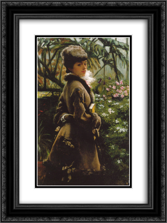 In the greenhouse 18x24 Black Ornate Wood Framed Art Print Poster with Double Matting by Tissot, James