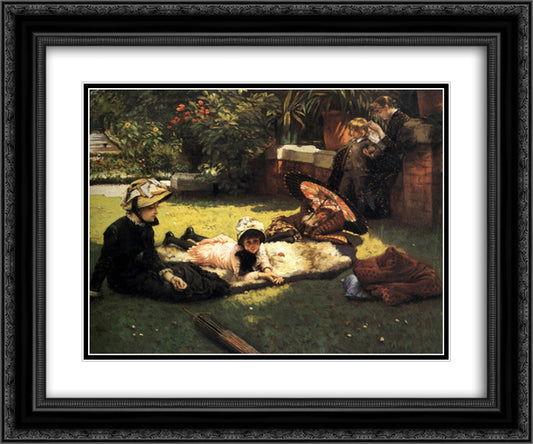 In the Sunshine 24x20 Black Ornate Wood Framed Art Print Poster with Double Matting by Tissot, James