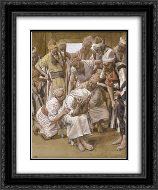 Jacob Mourns His Son Joseph 20x24 Black Ornate Wood Framed Art Print Poster with Double Matting by Tissot, James
