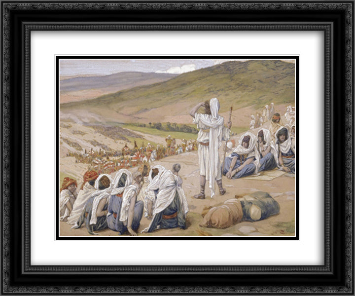 Jacob Sees Esau Coming to Meet Him 24x20 Black Ornate Wood Framed Art Print Poster with Double Matting by Tissot, James