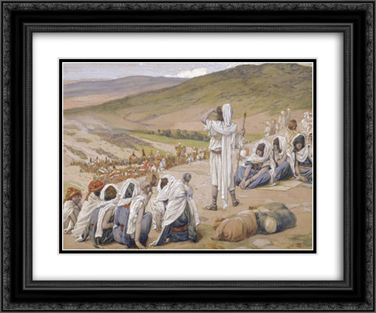 Jacob Sees Esau Coming to Meet Him 24x20 Black Ornate Wood Framed Art Print Poster with Double Matting by Tissot, James