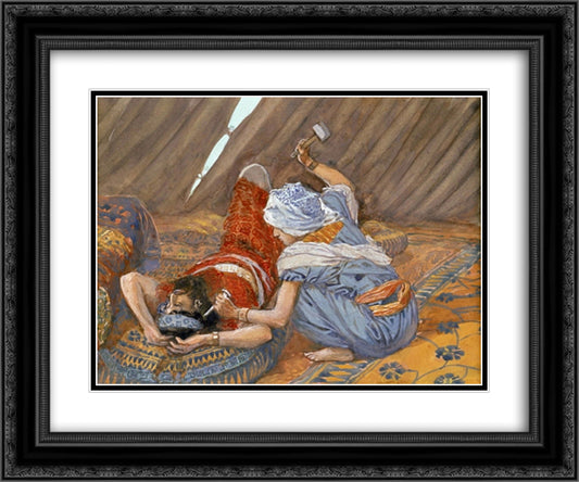 Jael Smote Sisera, and Slew Him 24x20 Black Ornate Wood Framed Art Print Poster with Double Matting by Tissot, James